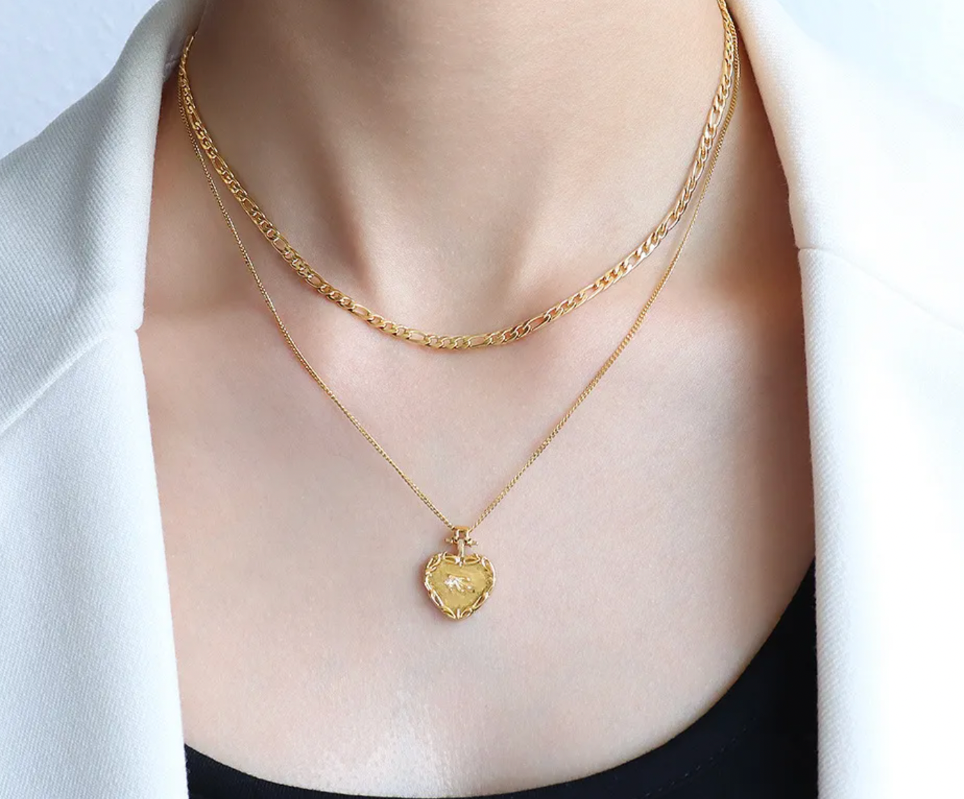 Best Interest at Heart Vintage heart pendant necklace (engraving available)