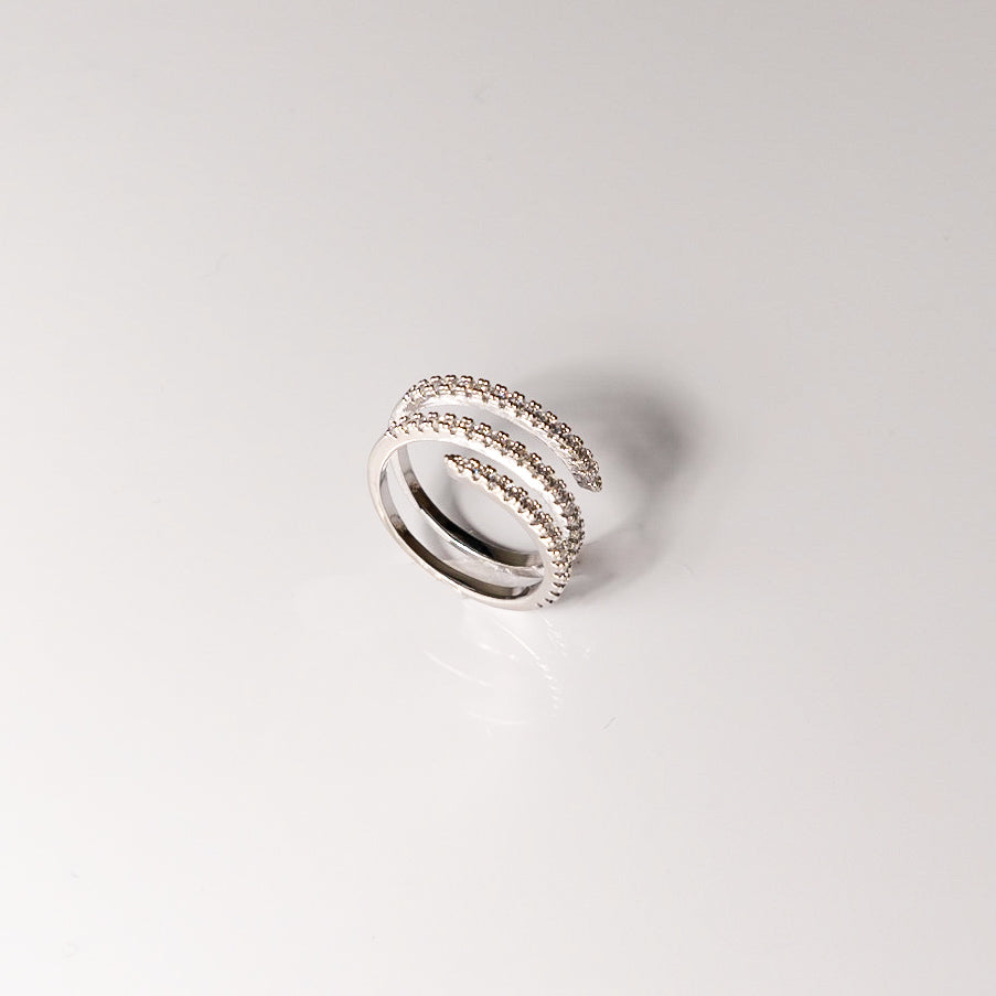 Serendipity - CZ spiral adjustable ring