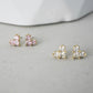 Subtle Tetris Hearts - CZ tetris earring in white and pink