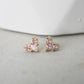 Subtle Tetris Hearts - CZ tetris earring in white and pink